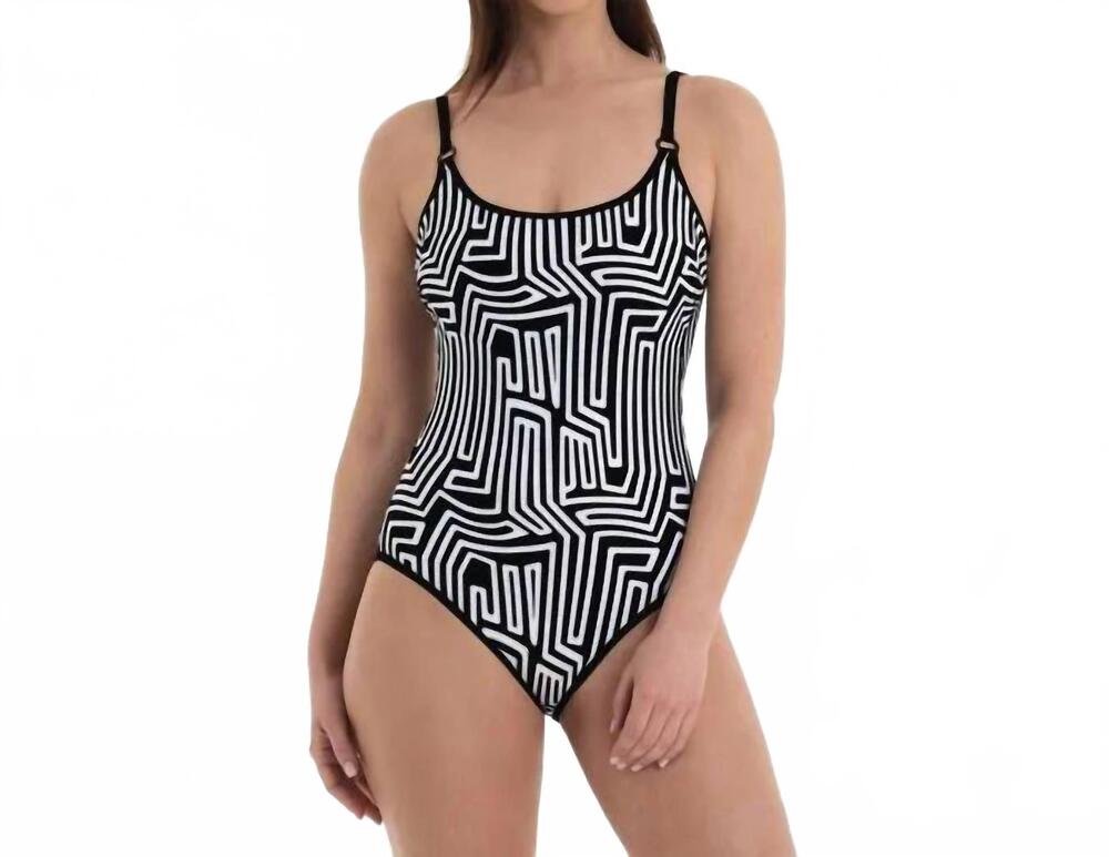 NEW ROSA FAIA marinet swimsuit in black and white